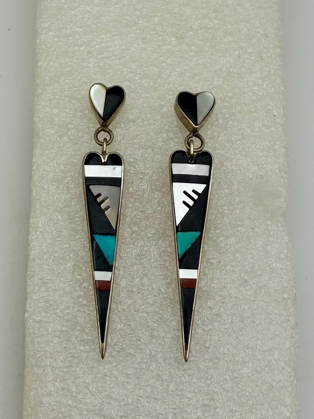 Vintage Zuni silver dangle earrings
